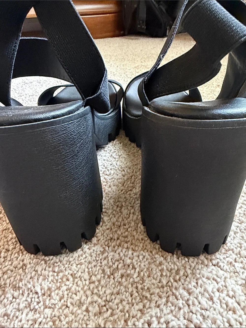 Madden Girl Black Platform Lug Sandals